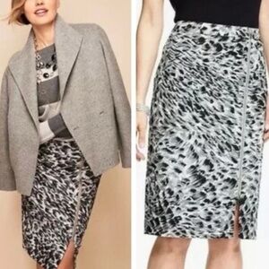 Talbots Women's 14W Abstract Brushstroke Leopard Pencil Skirt NEW